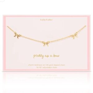 Lucky Feather Gold Bow Necklace